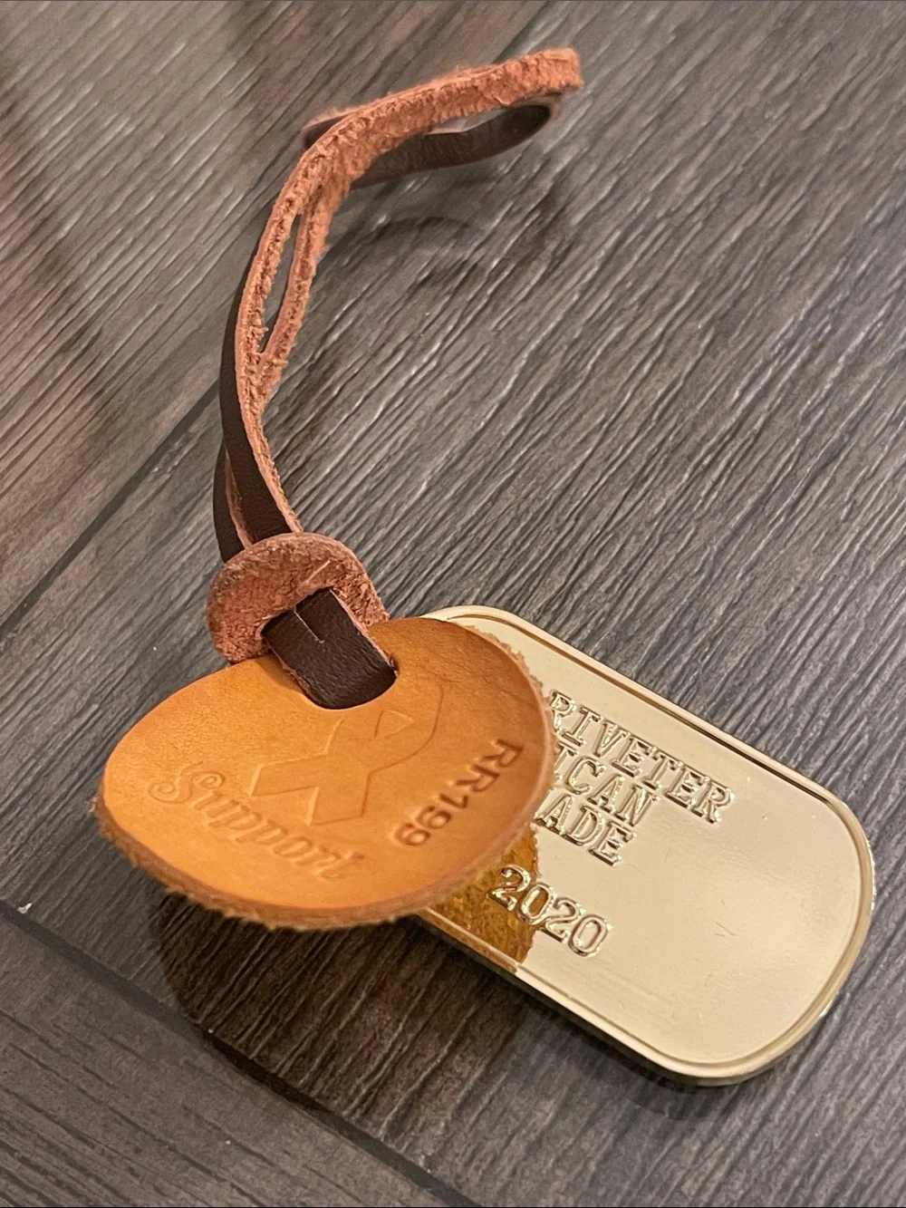 R. Riveter Signature Support Tag and Metal Dog Tag - Bag Hangtag